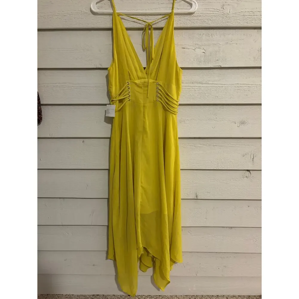 Cefian High Low Chiffon Halter Dress Lace Up Waist Boho Summer Festival Size S - Picture 7 of 7